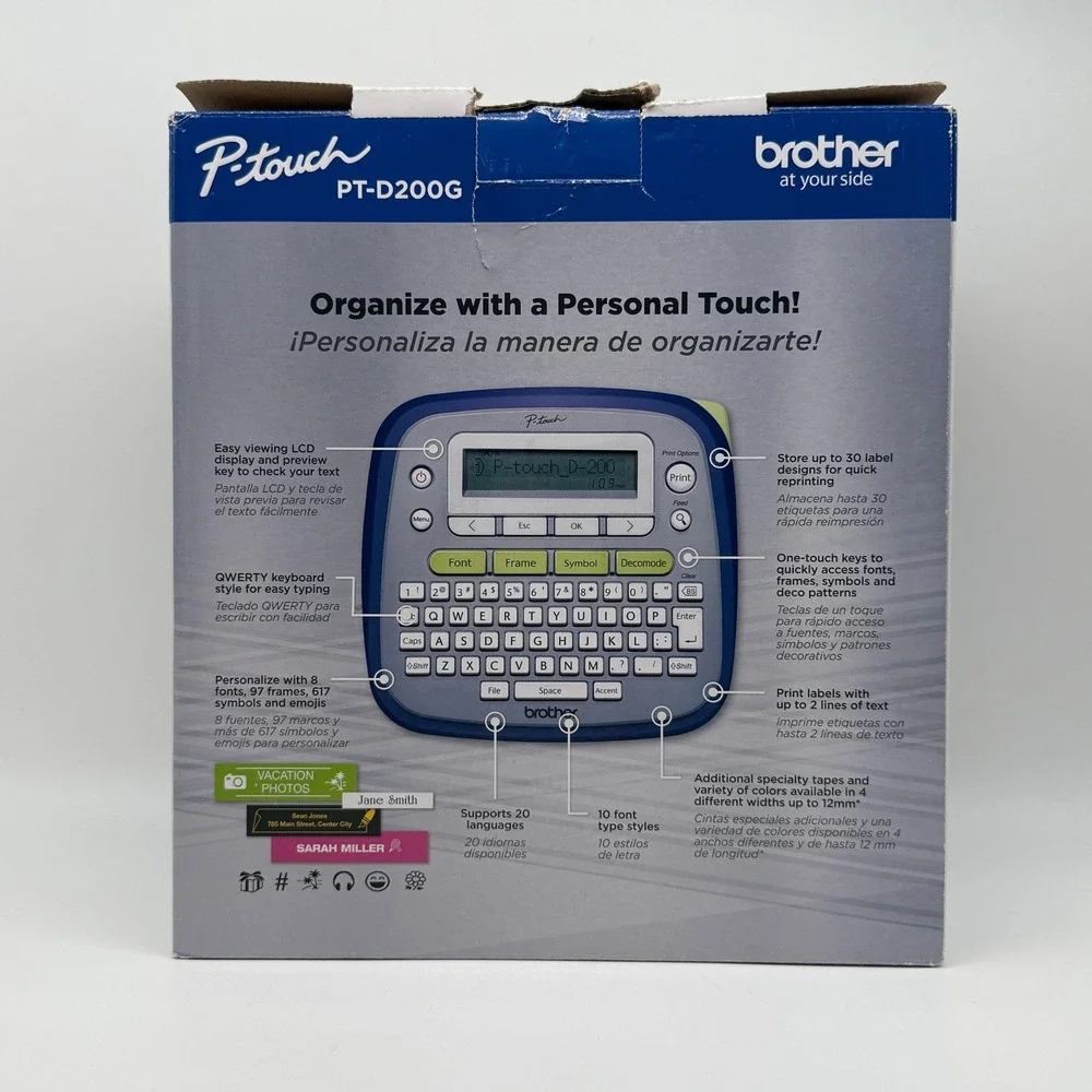 Brother P-Touch PT-D200G Desktop Label Maker Blue Grey New In Damaged Box